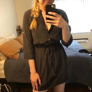 bluish gray button up dress